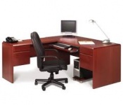 The L shape desk offers two full-sized surfaces, ideal for a smaller space and the simple desk for a reduced sized room